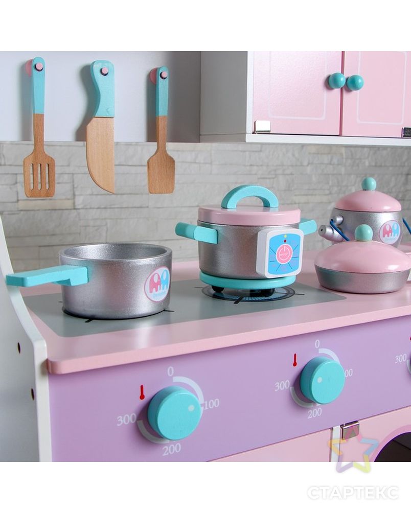 Игровой набор, кухонный модуль "Домик" деревянная посуда в наборе арт. СМЛ-145344-1-СМЛ0004971256 4