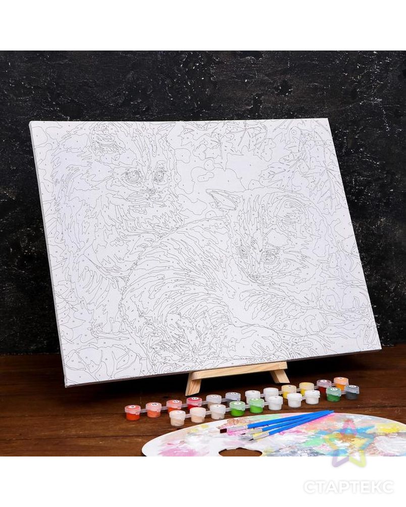 Картина по номерам на холсте с подрамником «Котята в листве» 40×50 см арт. СМЛ-206955-1-СМЛ0004971862 3