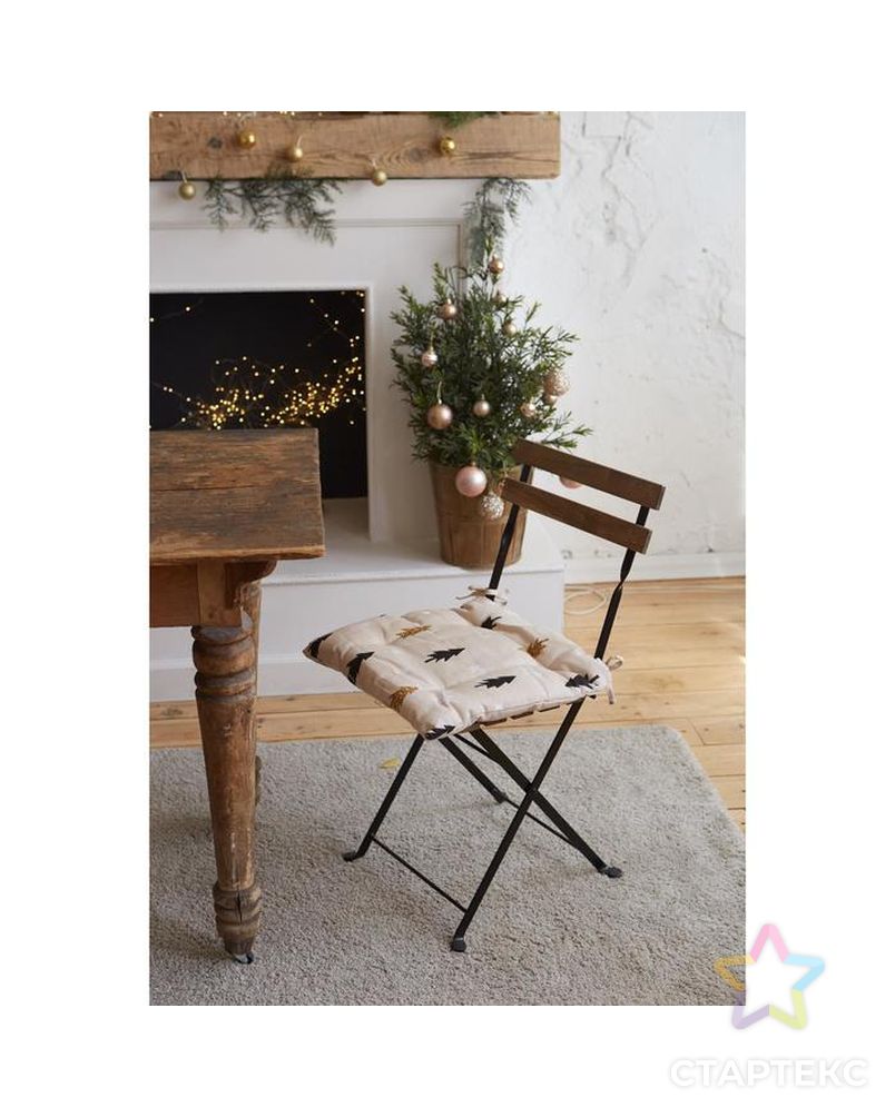 Сидушка на стул "Доляна" Christmas mood 42х42х7см, 100%хл, рогожка 164 г/м2 арт. СМЛ-38066-1-СМЛ0004980244