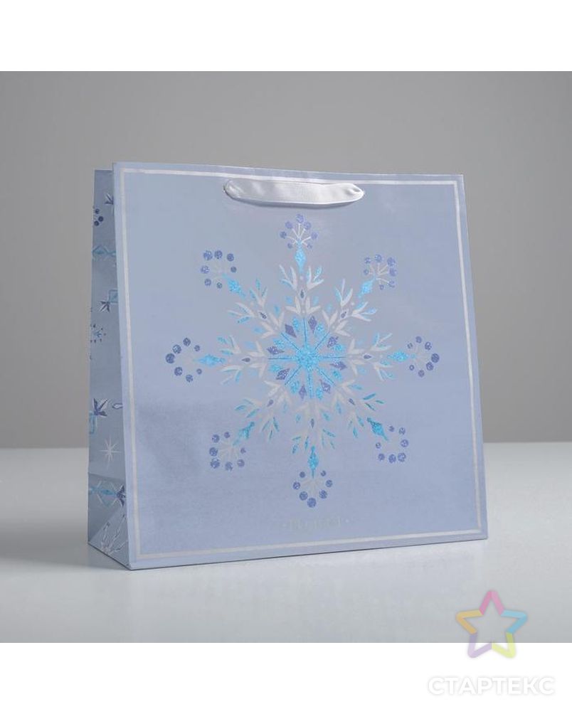 Пакет крафтовый квадратный «Снежинка», 14 × 14 × 9 см арт. СМЛ-117728-2-СМЛ0004984271 1