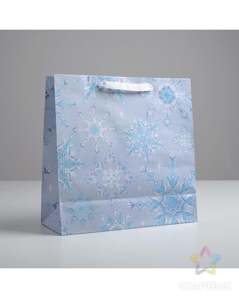 Пакет крафтовый квадратный «Снежинка», 14 × 14 × 9 см арт. СМЛ-117728-2-СМЛ0004984271 2