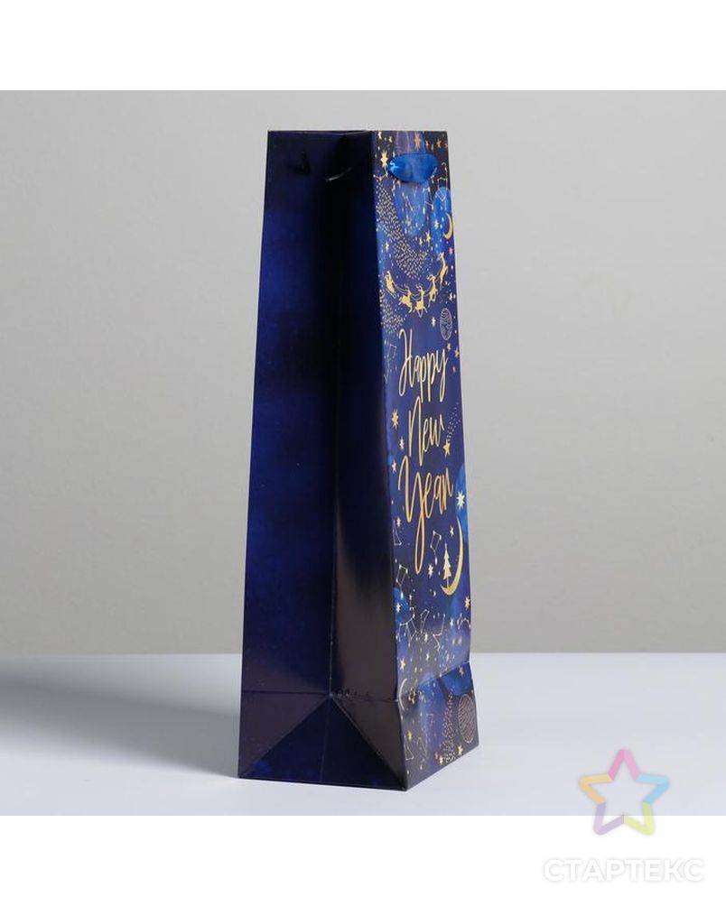 Пакет под бутылку «Новогодний космос», 13 × 36 × 10 см арт. СМЛ-108911-1-СМЛ0004984289