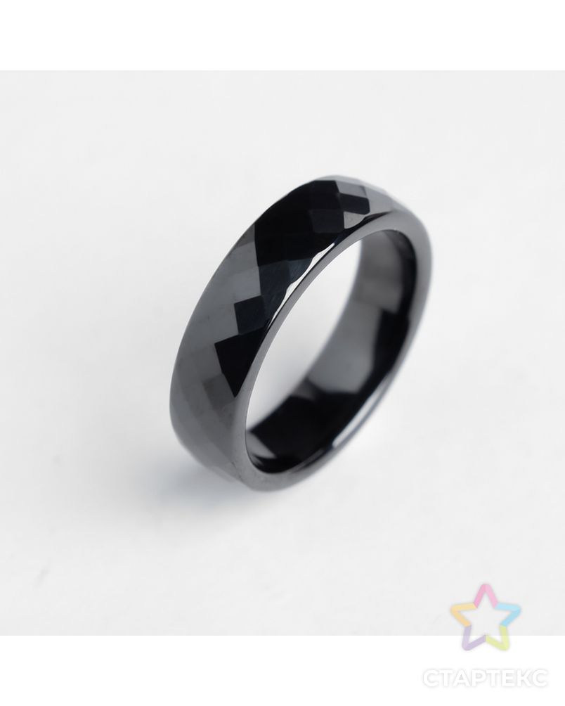 Кольцо керамика "Минимал" огранка ромб, 8 мм, цвет чёрный, 20 размер арт. СМЛ-117702-3-СМЛ0004984667