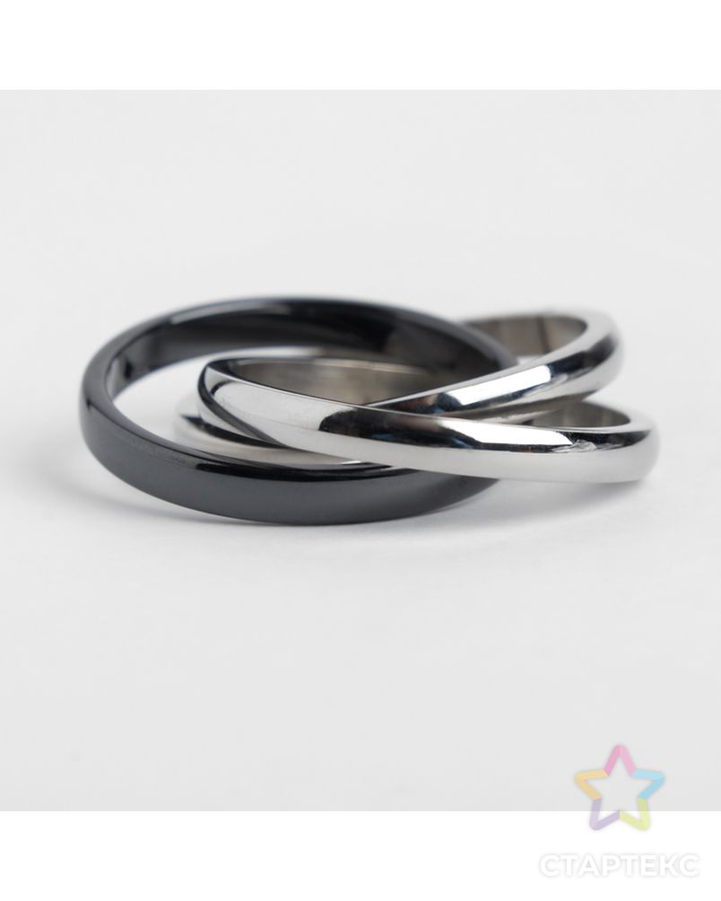 Кольцо керамика "Три нити", цвет чёрный в серебре, 16 размер арт. СМЛ-35439-3-СМЛ0004984730 1