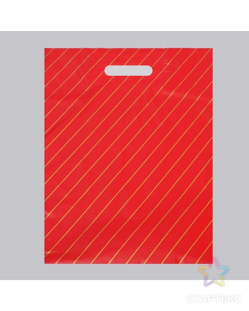 Пакет полиэтиленовый, с вырубной ручкой, «Полоска», бордовый, 35 х 45 см, 50 мкм арт. СМЛ-83063-1-СМЛ0004986778 1