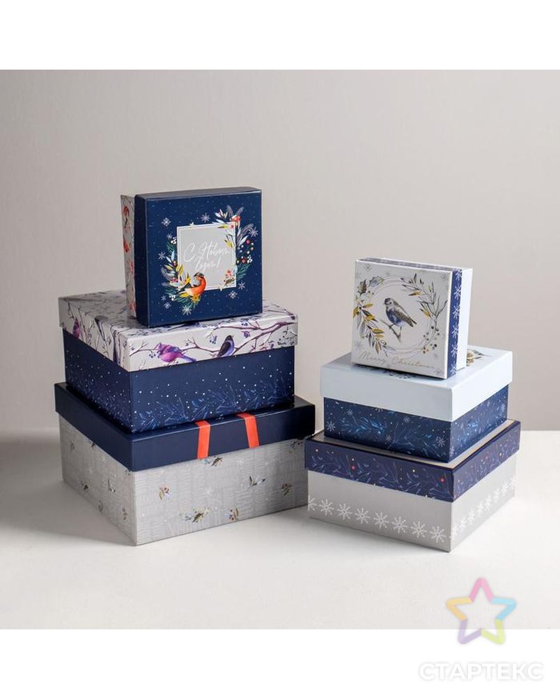 Набор подарочных коробок 6 в 1  «Новогодний», 10 × 10 × 6 - 20 × 20 × 11 см арт. СМЛ-86850-1-СМЛ0004992038 1