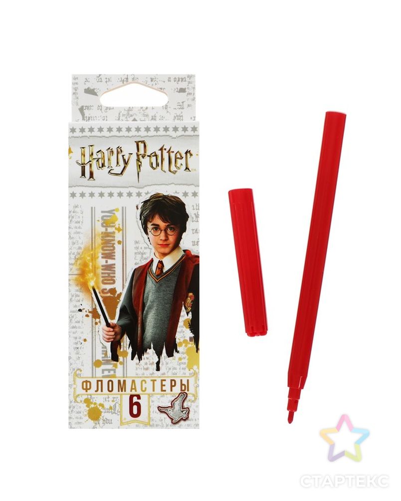 Фломастеры 6 цветов "Гарри Поттер", картонная коробка, европодвес арт. СМЛ-177494-1-СМЛ0004993015 1