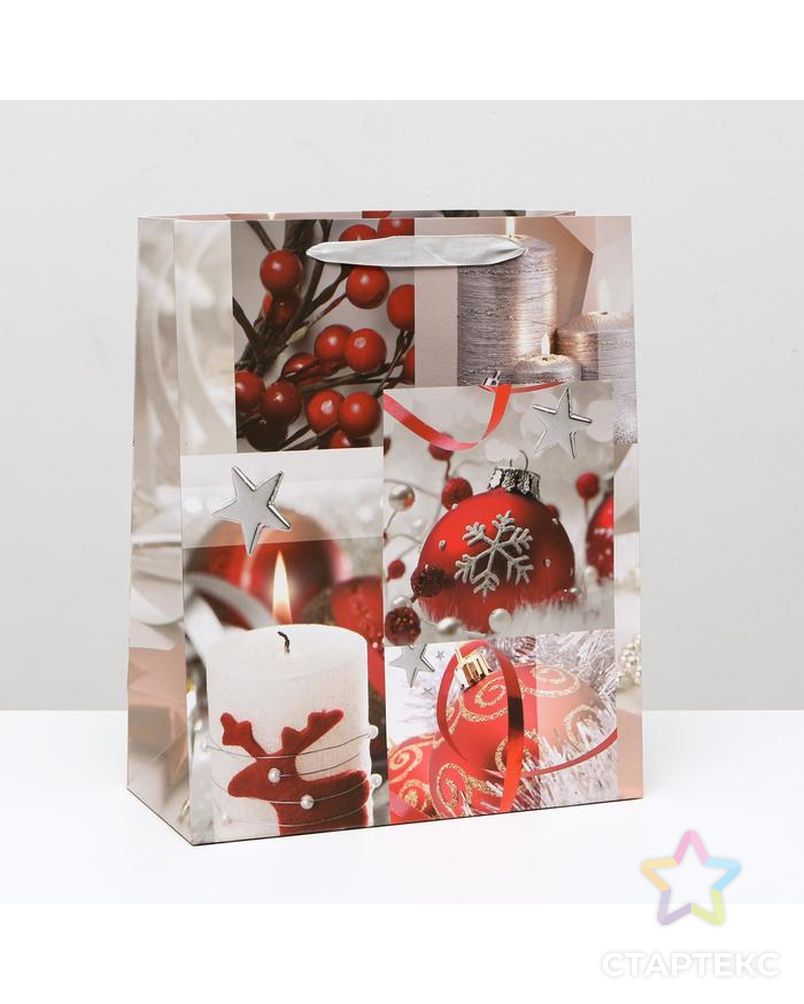 Пакет ламинированный "Новогодние свечи", 11,5 x 14,5 x 6 см арт. СМЛ-117906-3-СМЛ0005001267 1