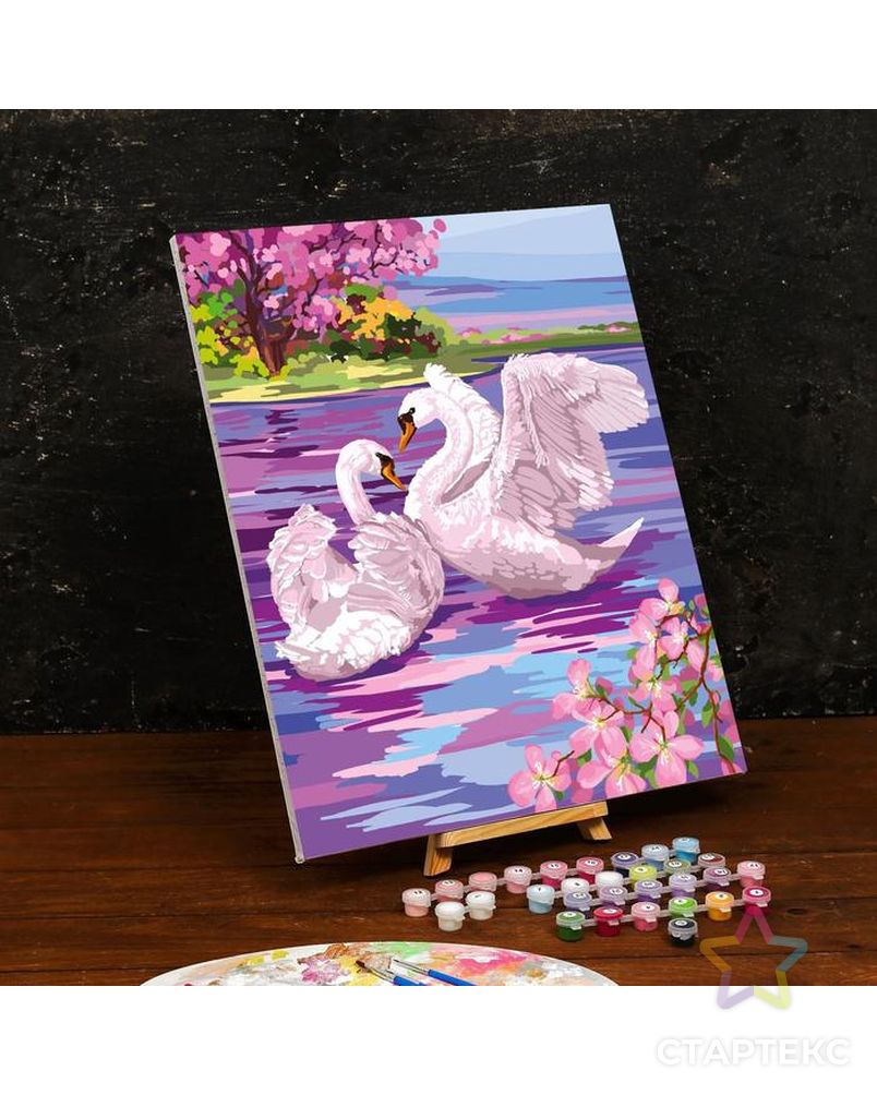 Картина по номерам на холсте с подрамником «Лебеди» 40×50 см арт. СМЛ-207158-1-СМЛ0005005797 1