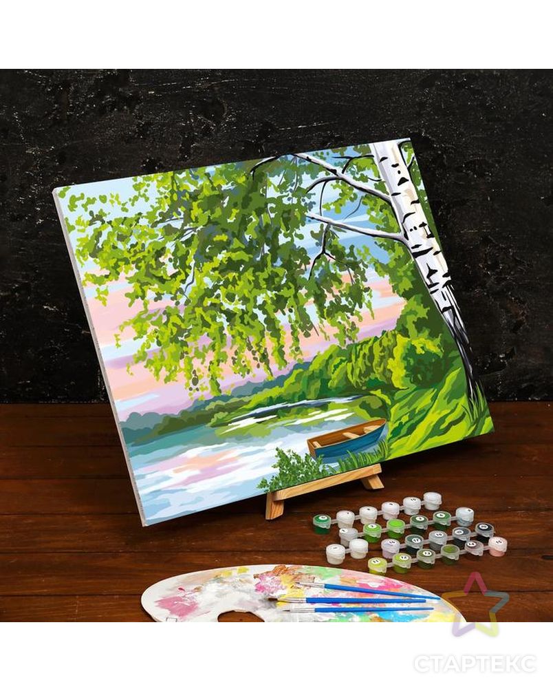 Картина по номерам на холсте с подрамником «Береза у озера» 40×50 см арт. СМЛ-207160-1-СМЛ0005005799 1