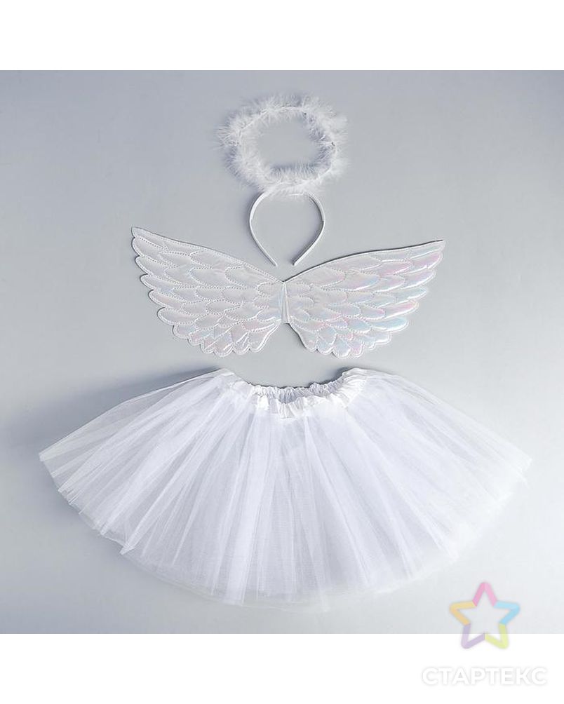 Карнавальный набор «Ангел», ободок, юбка, крылья, цвет белый арт. СМЛ-123162-1-СМЛ0005010800 1