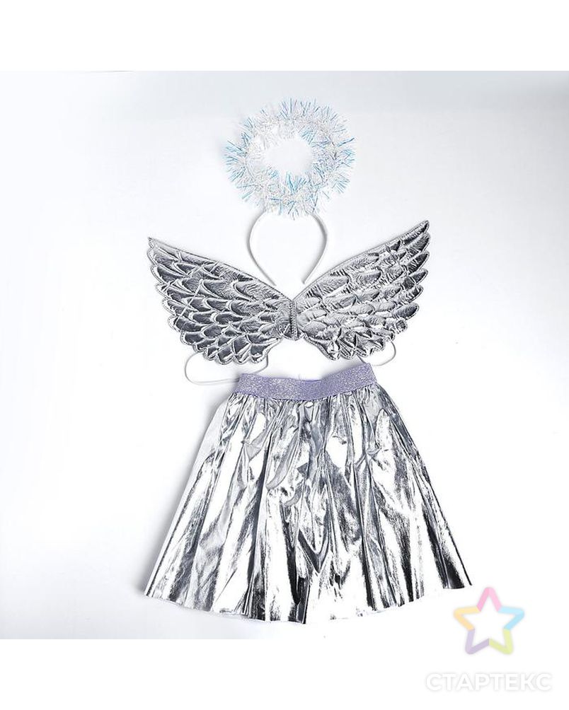 Карнавальный набор «Ангел», ободок, юбка, крылья, цвет серебряный арт. СМЛ-123163-1-СМЛ0005010801 1