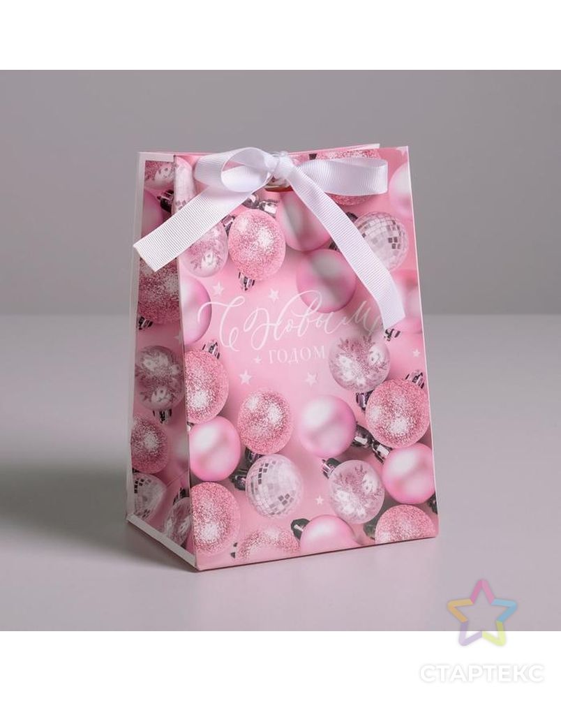 Пакет подарочный с лентой «Розовые шары», 13 × 19 × 9 см арт. СМЛ-93829-1-СМЛ0005012997 1