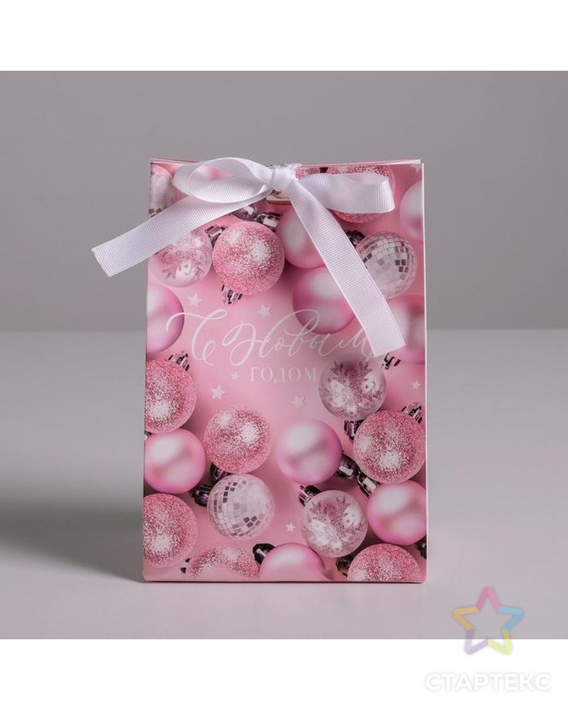 Пакет подарочный с лентой «Розовые шары», 13 × 19 × 9 см арт. СМЛ-93829-1-СМЛ0005012997 2