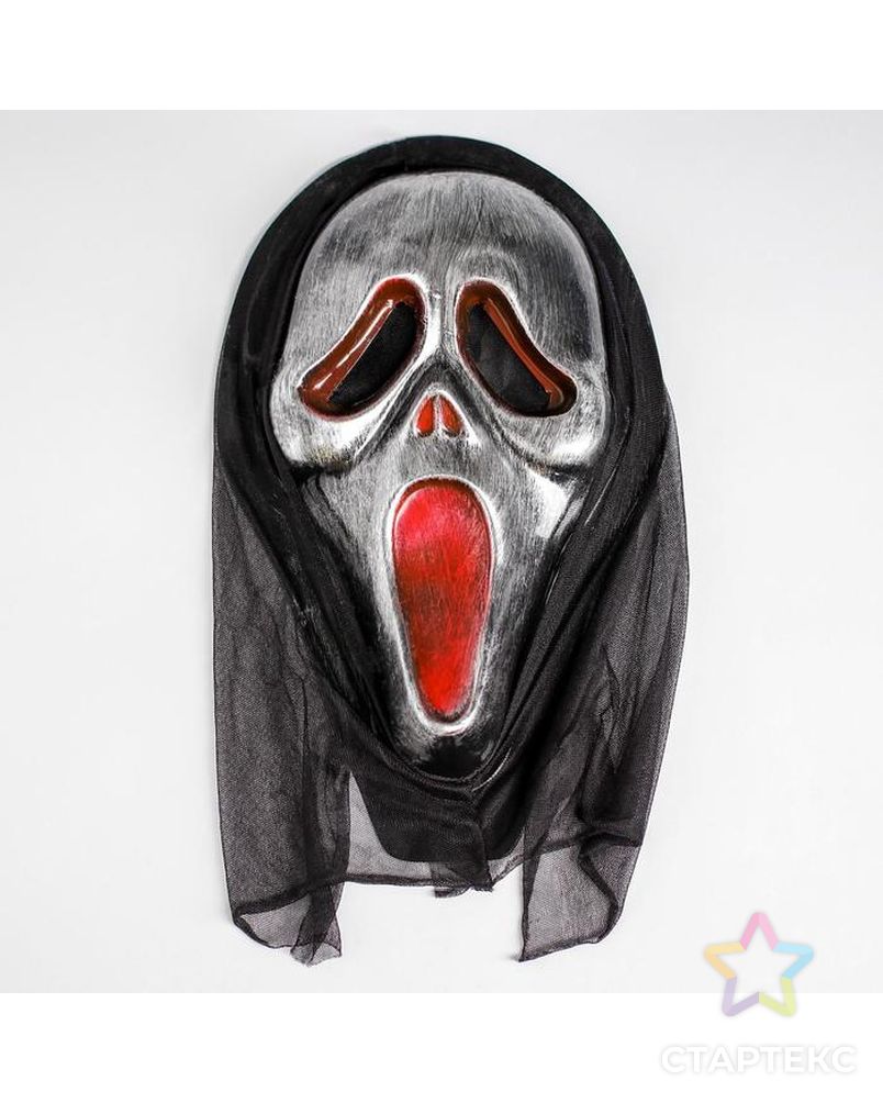 Карнавальная маска «Крик», цвет серебряный арт. СМЛ-127532-1-СМЛ0005019388