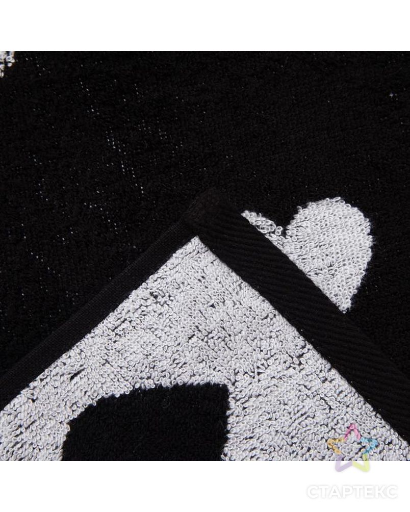 Полотенце махровое Этель «Сердечки чёрные», 30х60 см арт. СМЛ-107502-6-СМЛ0005031574