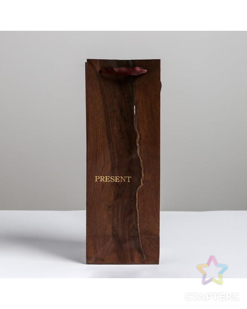 Пакет ламинированный под бутылку Wood present, 13 x 36 x 10 см арт. СМЛ-92443-1-СМЛ0005035710 3