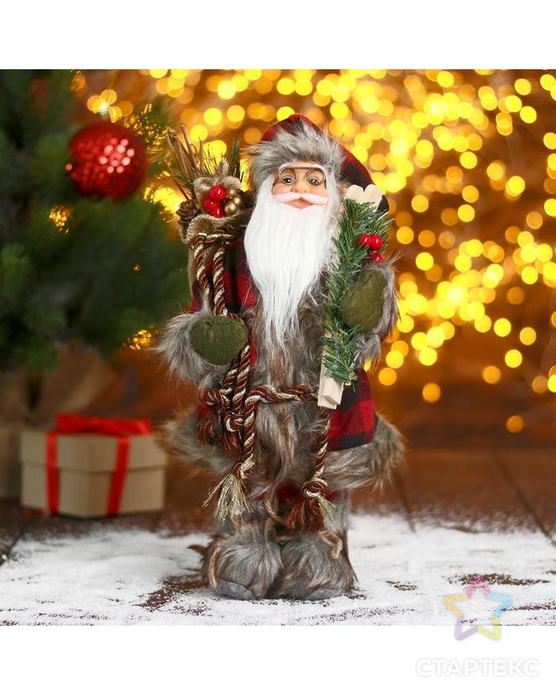 Дед Мороз "В мохнатой шубке с лыжами" 14х30 см арт. СМЛ-91225-1-СМЛ0005036017 1