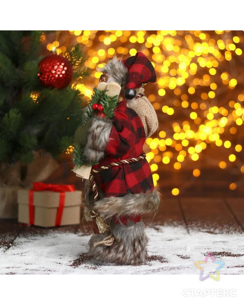 Дед Мороз "В мохнатой шубке с лыжами" 14х30 см арт. СМЛ-91225-1-СМЛ0005036017 2
