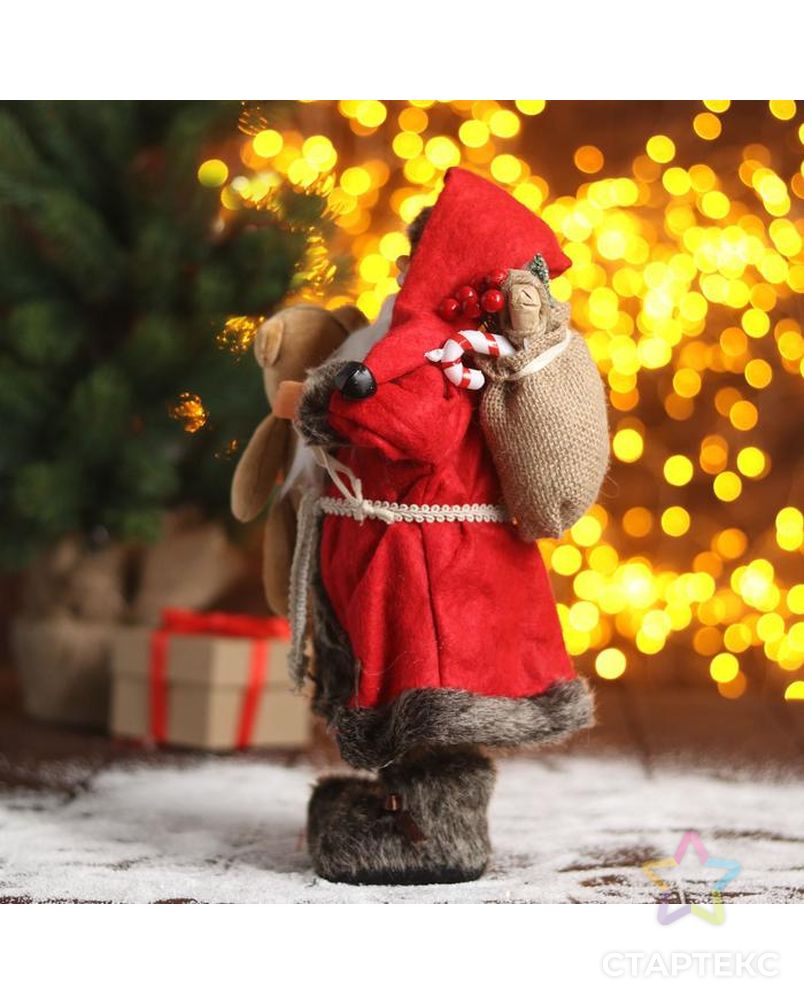 Дед Мороз "В красной шубке с мишкой" 16х30 см арт. СМЛ-91227-1-СМЛ0005036019 2