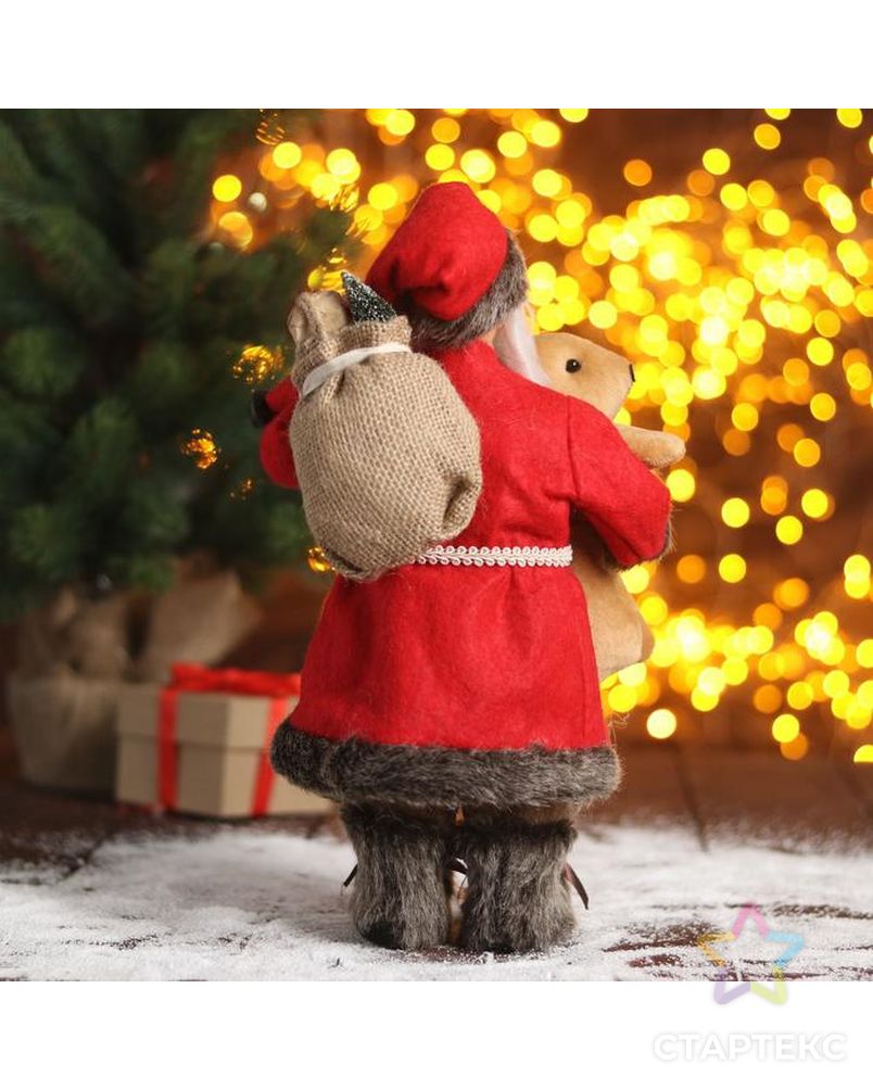 Дед Мороз "В красной шубке с мишкой" 16х30 см арт. СМЛ-91227-1-СМЛ0005036019 3