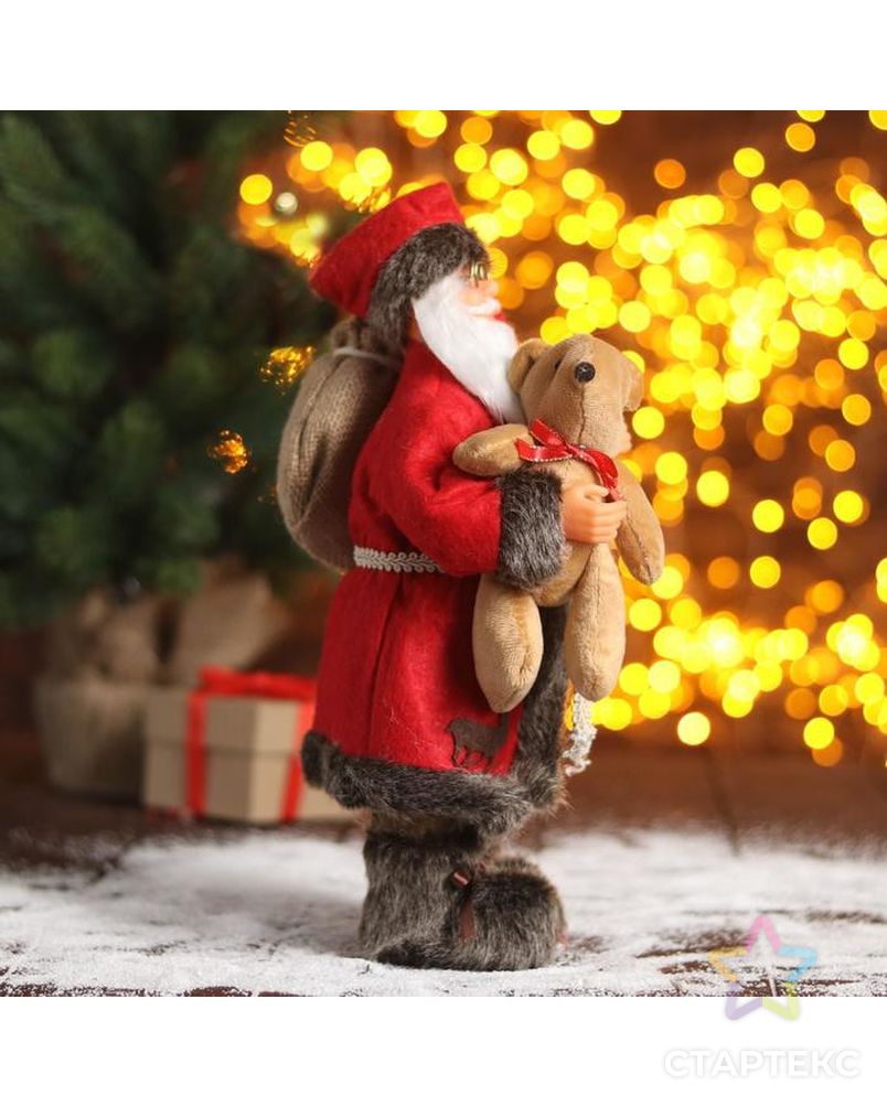 Дед Мороз "В красной шубке с мишкой" 16х30 см арт. СМЛ-91227-1-СМЛ0005036019 4
