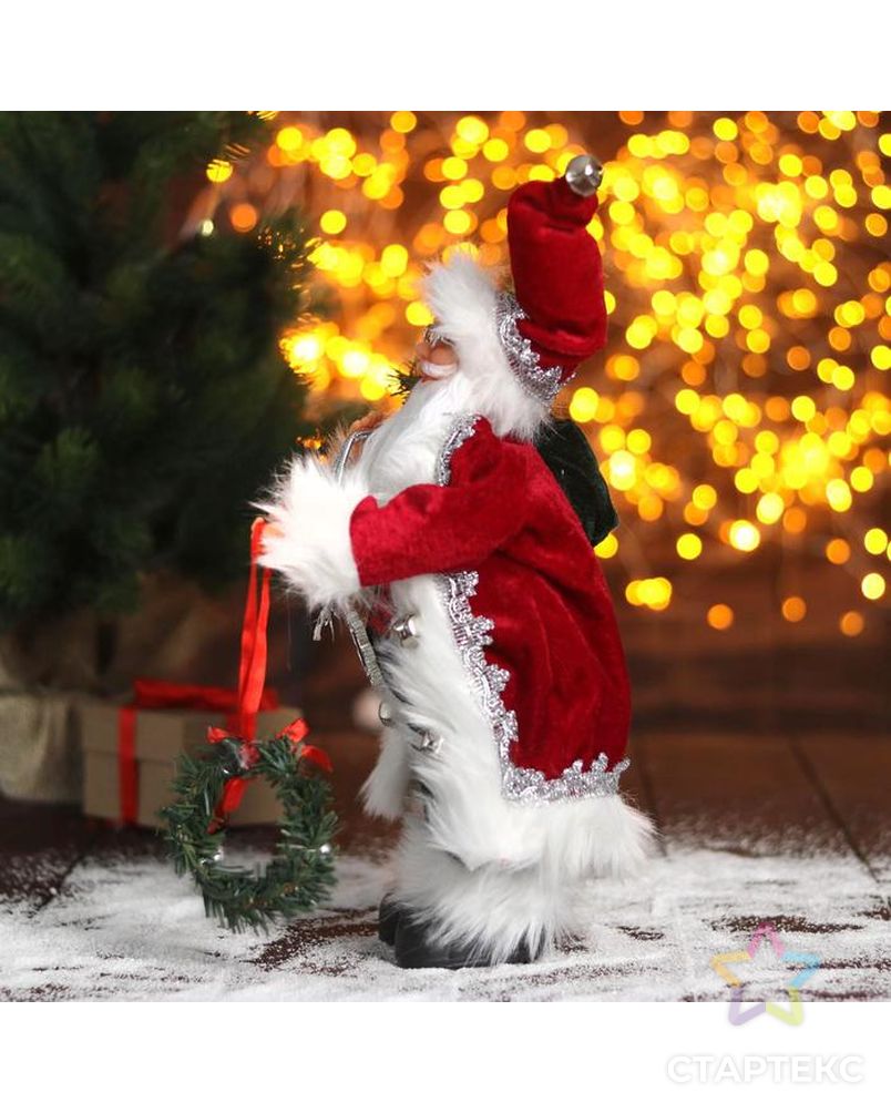 Дед Мороз "В красной шубке с новогодним венком" 16х30 см арт. СМЛ-91228-1-СМЛ0005036020 2