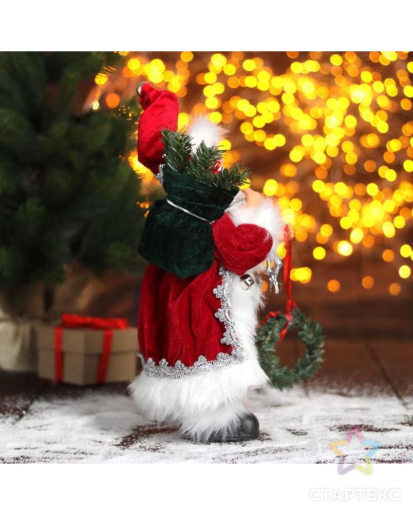 Дед Мороз "В красной шубке с новогодним венком" 16х30 см арт. СМЛ-91228-1-СМЛ0005036020 4