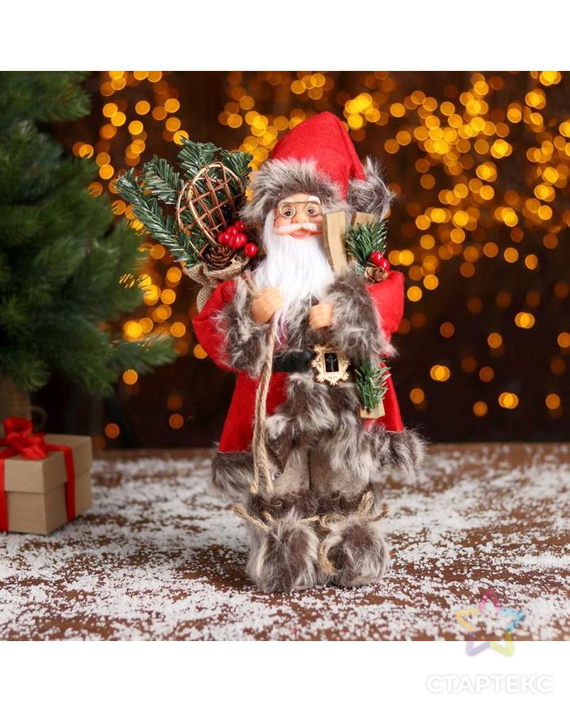 Дед Мороз "В красной шубке с лыжами" 15х30 см арт. СМЛ-94155-1-СМЛ0005036021 1