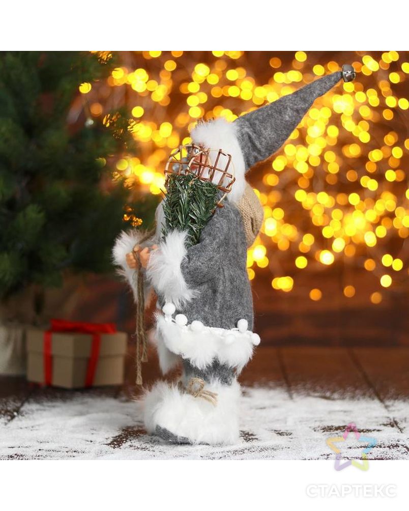 Дед Мороз "В сером тулупе со снегоступами" 16х30 см арт. СМЛ-91230-1-СМЛ0005036024 2