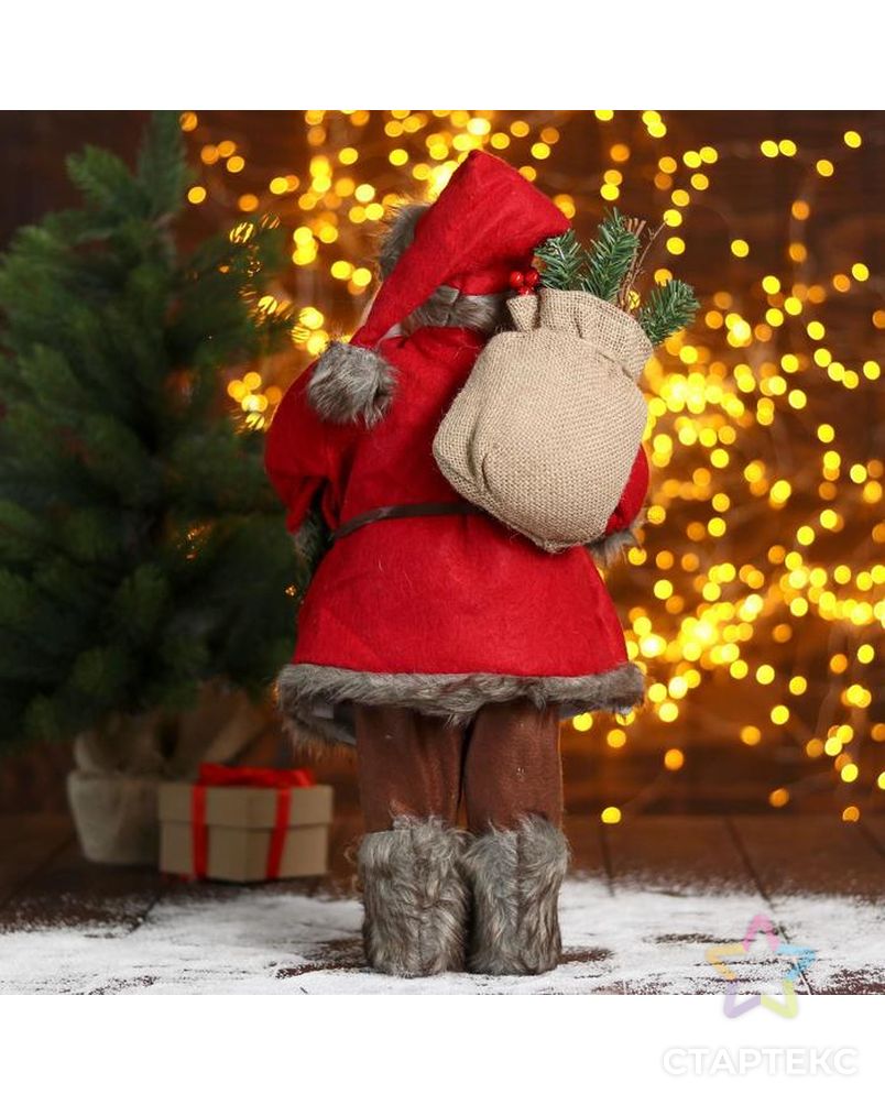 Дед Мороз "В красной шубке с веточками" 22х45 см арт. СМЛ-91231-1-СМЛ0005036027 3