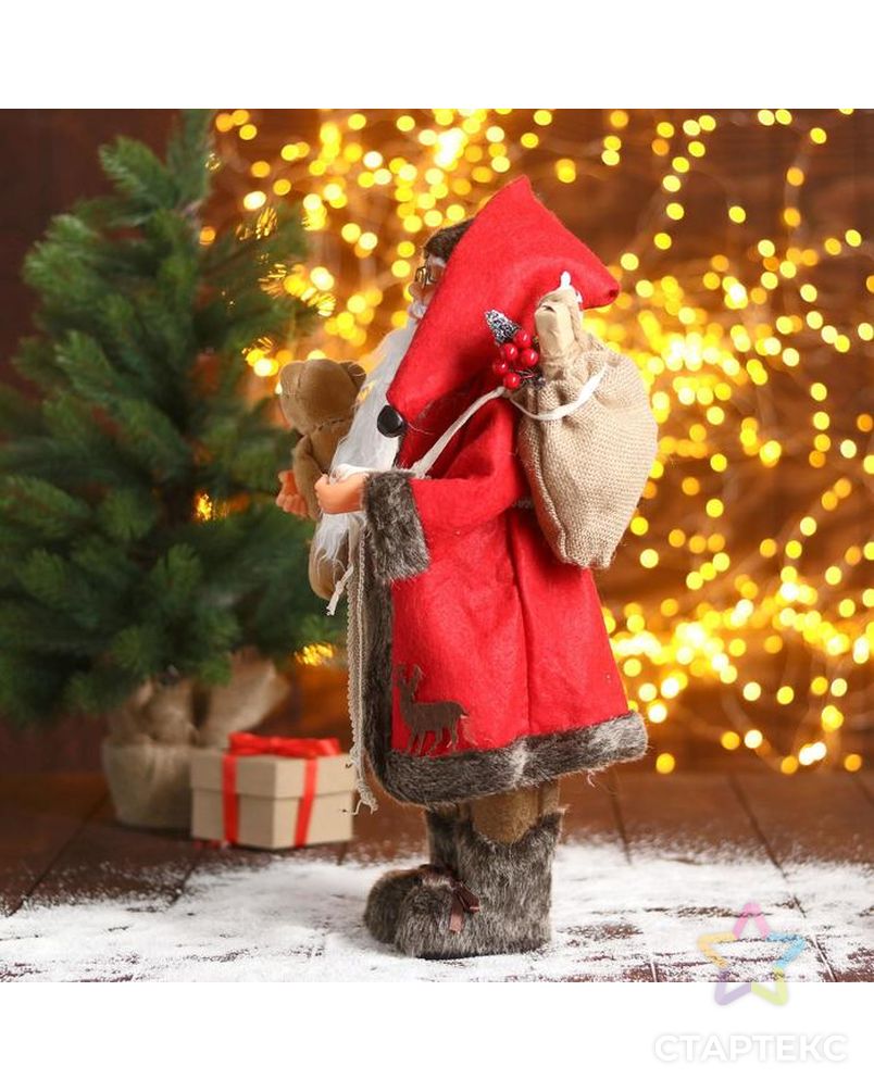 Дед Мороз "В красной шубке с мишкой" 22х45 см арт. СМЛ-91233-1-СМЛ0005036029 2