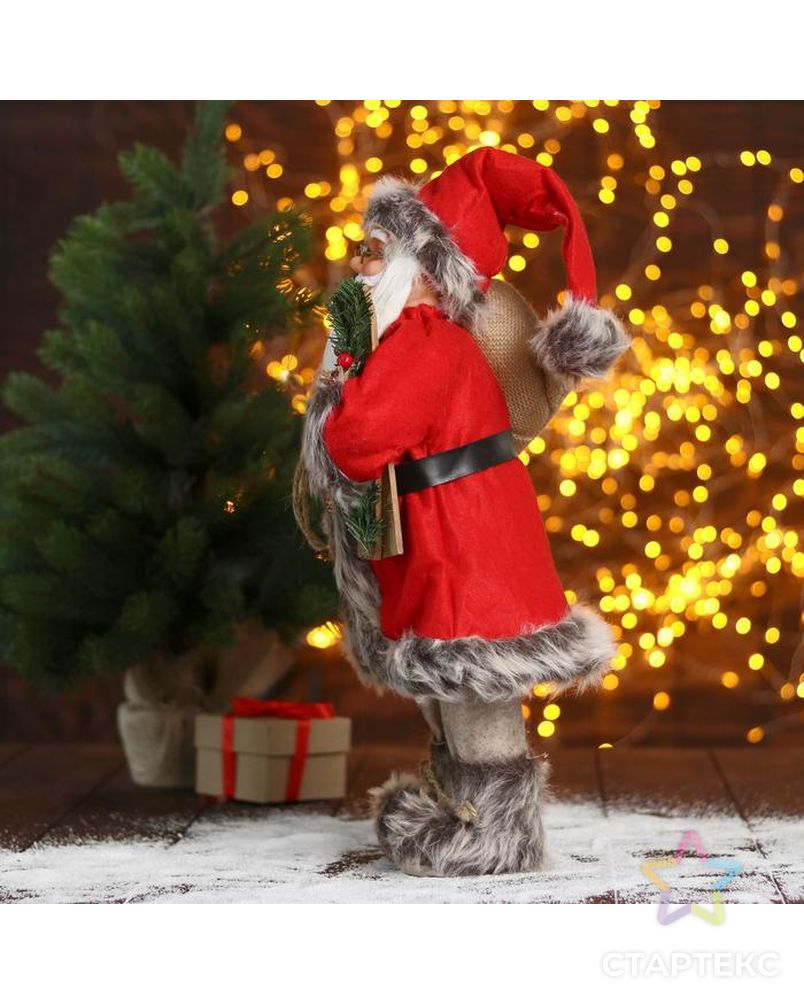 Дед Мороз "В красной шубке с лыжами и подарками" 23х45 см арт. СМЛ-91234-1-СМЛ0005036030 2