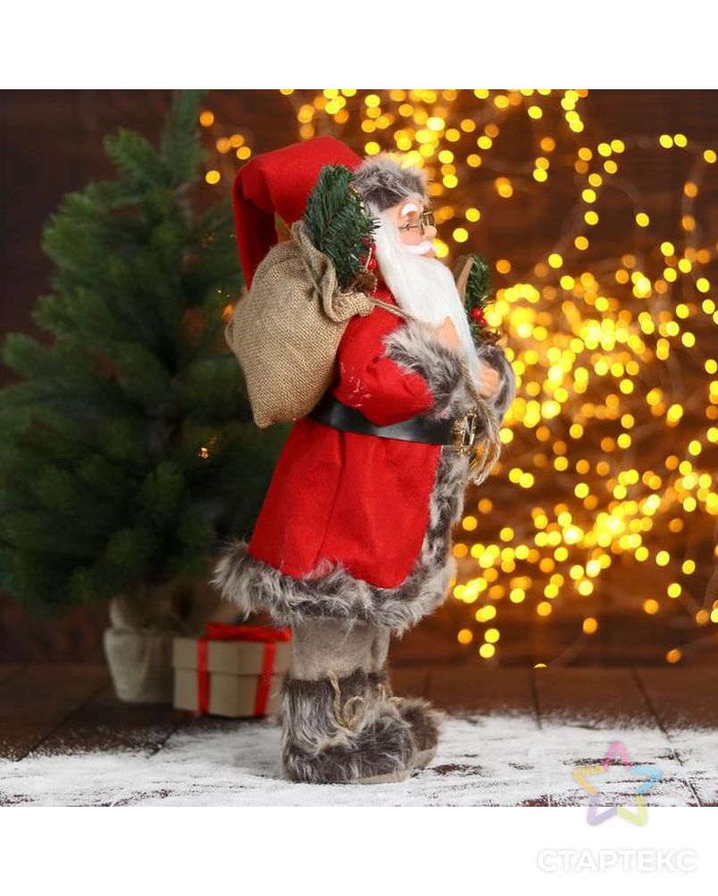 Дед Мороз "В красной шубке с лыжами и подарками" 23х45 см арт. СМЛ-91234-1-СМЛ0005036030 4