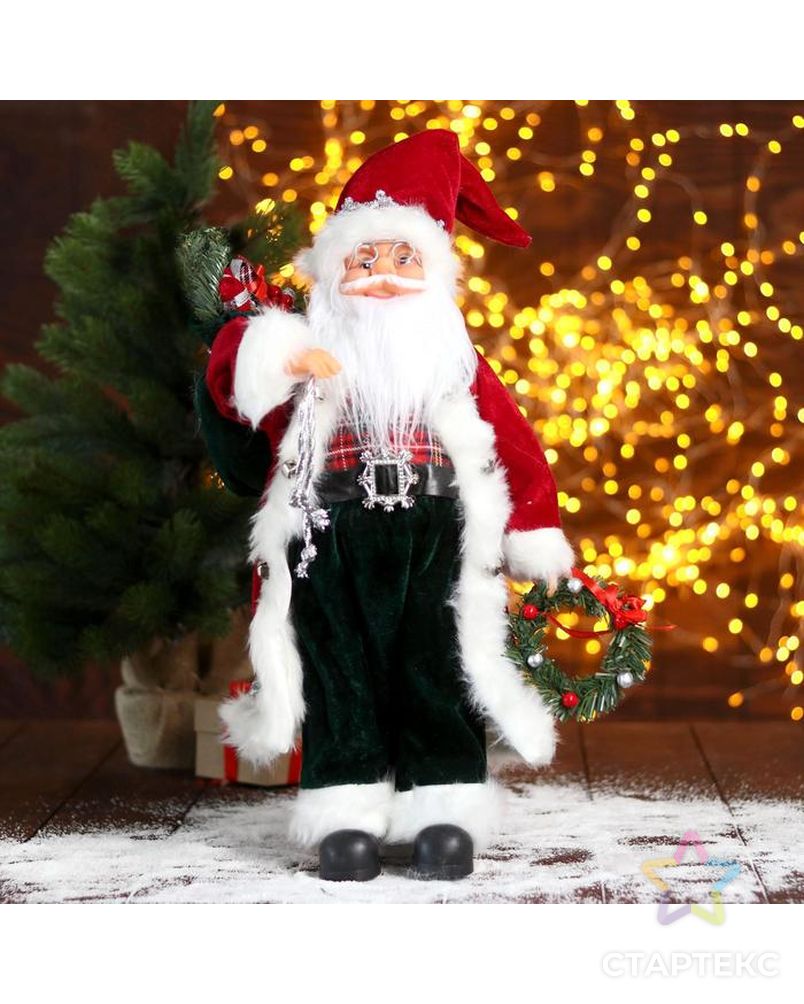 Дед Мороз "В красной шубке с новогодним венком" 24х45 см арт. СМЛ-91236-1-СМЛ0005036032 1