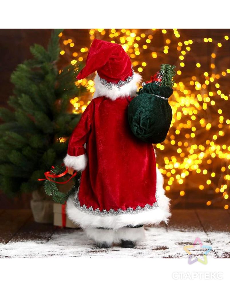 Дед Мороз "В красной шубке с новогодним венком" 24х45 см арт. СМЛ-91236-1-СМЛ0005036032 3