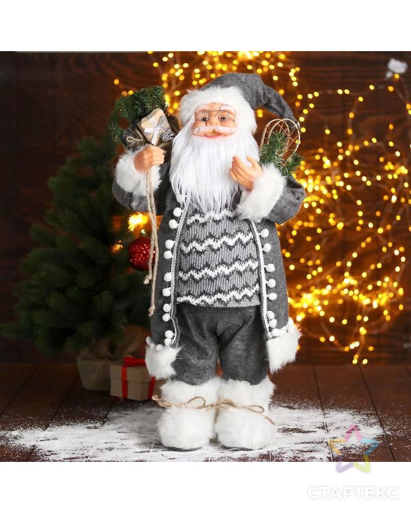 Дед Мороз "В сером тулупе со снегоступами" 28х60 см арт. СМЛ-170595-1-СМЛ0005036038 1
