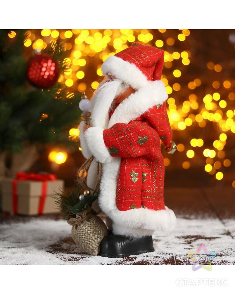 Дед Мороз "В красно-белой шубке в клетку с подарками" 17х30 см арт. СМЛ-91240-1-СМЛ0005036042 2