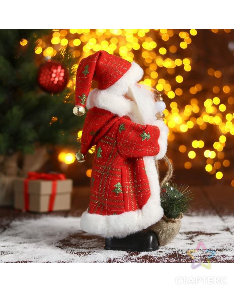 Дед Мороз "В красно-белой шубке в клетку с подарками" 17х30 см арт. СМЛ-91240-1-СМЛ0005036042 4