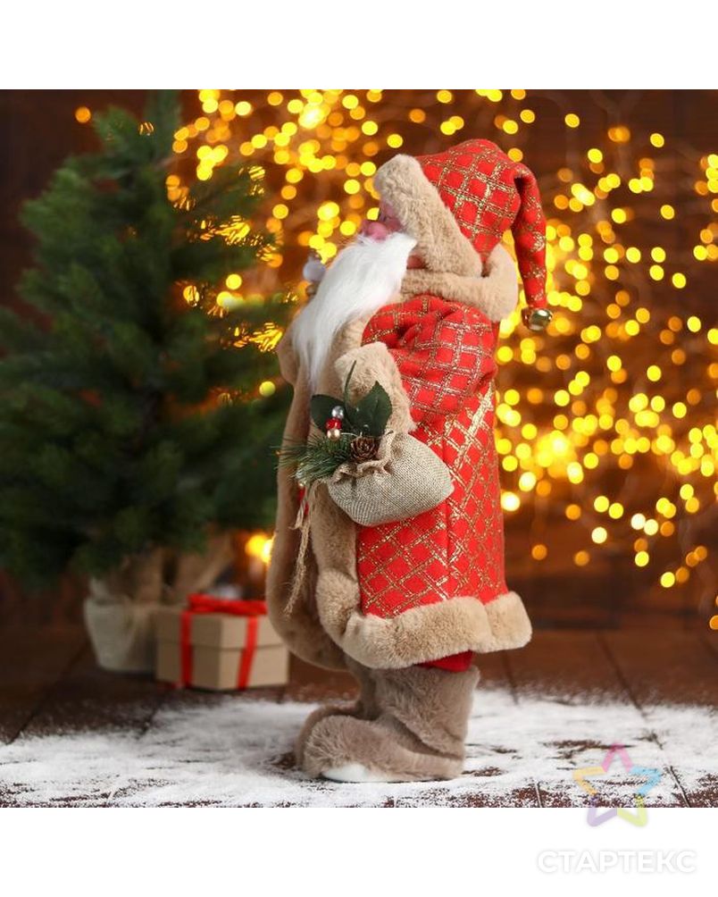 Дед Мороз "В красной шубке в клетку с подарками" 24х45 см арт. СМЛ-91245-1-СМЛ0005036048