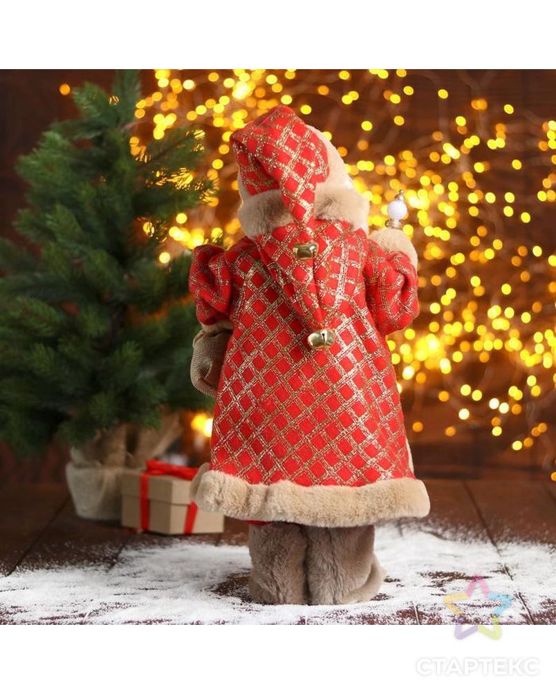 Дед Мороз "В красной шубке в клетку с подарками" 24х45 см арт. СМЛ-91245-1-СМЛ0005036048 3