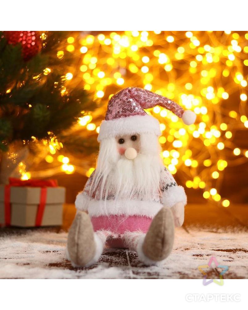 Мягкая игрушка "Дед Мороз в розой шапочке-длинные ножки" 11х37см арт. СМЛ-91212-1-СМЛ0005036075 1