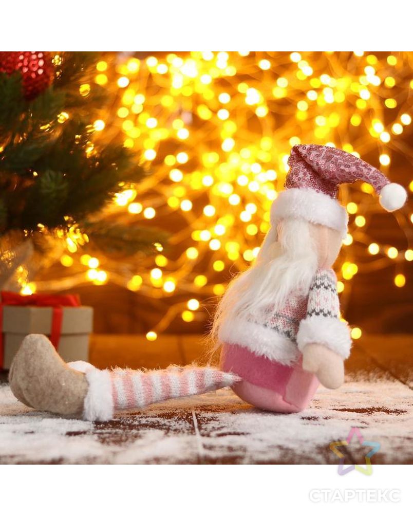 Мягкая игрушка "Дед Мороз в розой шапочке-длинные ножки" 11х37см арт. СМЛ-91212-1-СМЛ0005036075 2