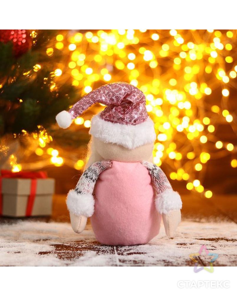 Мягкая игрушка "Дед Мороз в розой шапочке-длинные ножки" 11х37см арт. СМЛ-91212-1-СМЛ0005036075 3