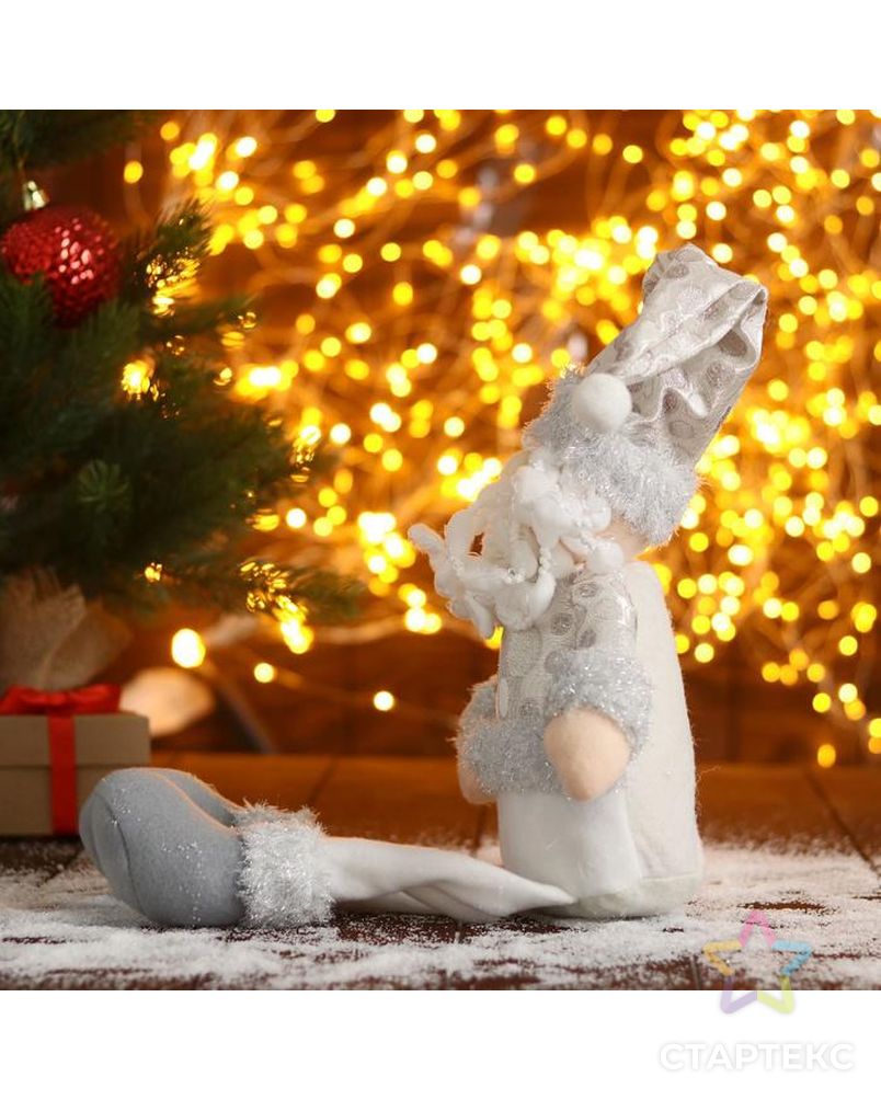Мягкая игрушка "Дед Мороз в шапочке с кружочками-длинные ножки" 15х45 см, серебро арт. СМЛ-91218-1-СМЛ0005036081 2