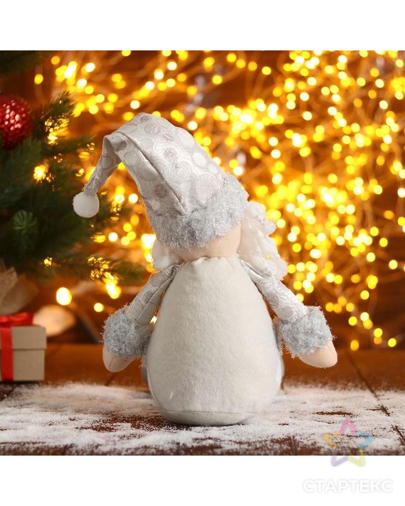 Мягкая игрушка "Дед Мороз в шапочке с кружочками-длинные ножки" 15х45 см, серебро арт. СМЛ-91218-1-СМЛ0005036081 3