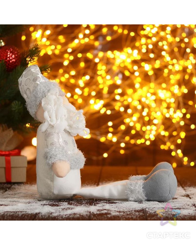Мягкая игрушка "Дед Мороз в шапочке с кружочками-длинные ножки" 15х45 см, серебро арт. СМЛ-91218-1-СМЛ0005036081 4