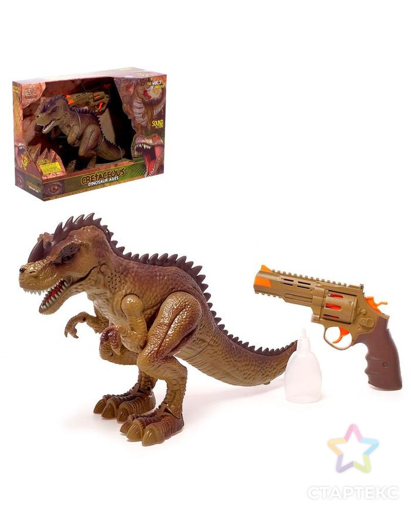 Динозавр "Тираннозавр", трансформация, пистолет, эффект дыма, свет и звук, цвет микс арт. СМЛ-95001-1-СМЛ0005036826 1