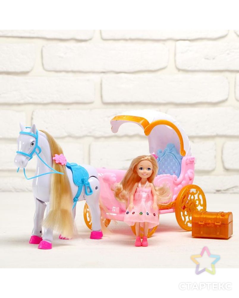 Карета для кукол, лошадь ходит, с куклой, свет, звук арт. СМЛ-111849-1-СМЛ0005043248 2