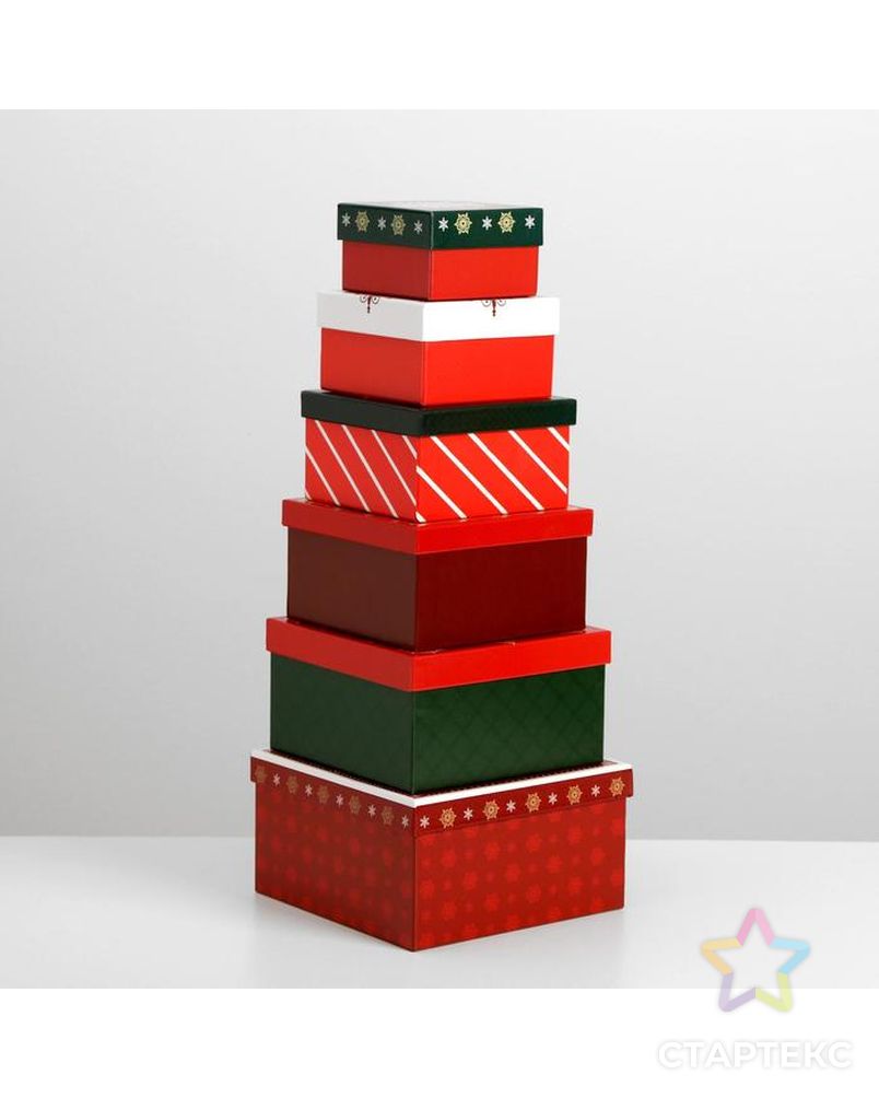 Набор подарочных коробок 10 в 1 «С новым годом», 10.2 × 10.2 × 6‒28.2 × 28.2 × 15 см арт. СМЛ-89182-1-СМЛ0005047029 2